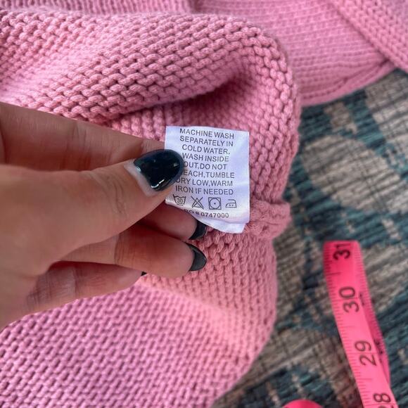 Show‎ Me Your Mumu Pink Knit Cropped Crawford Collared Sweater - Size L - Picture 6 of 9